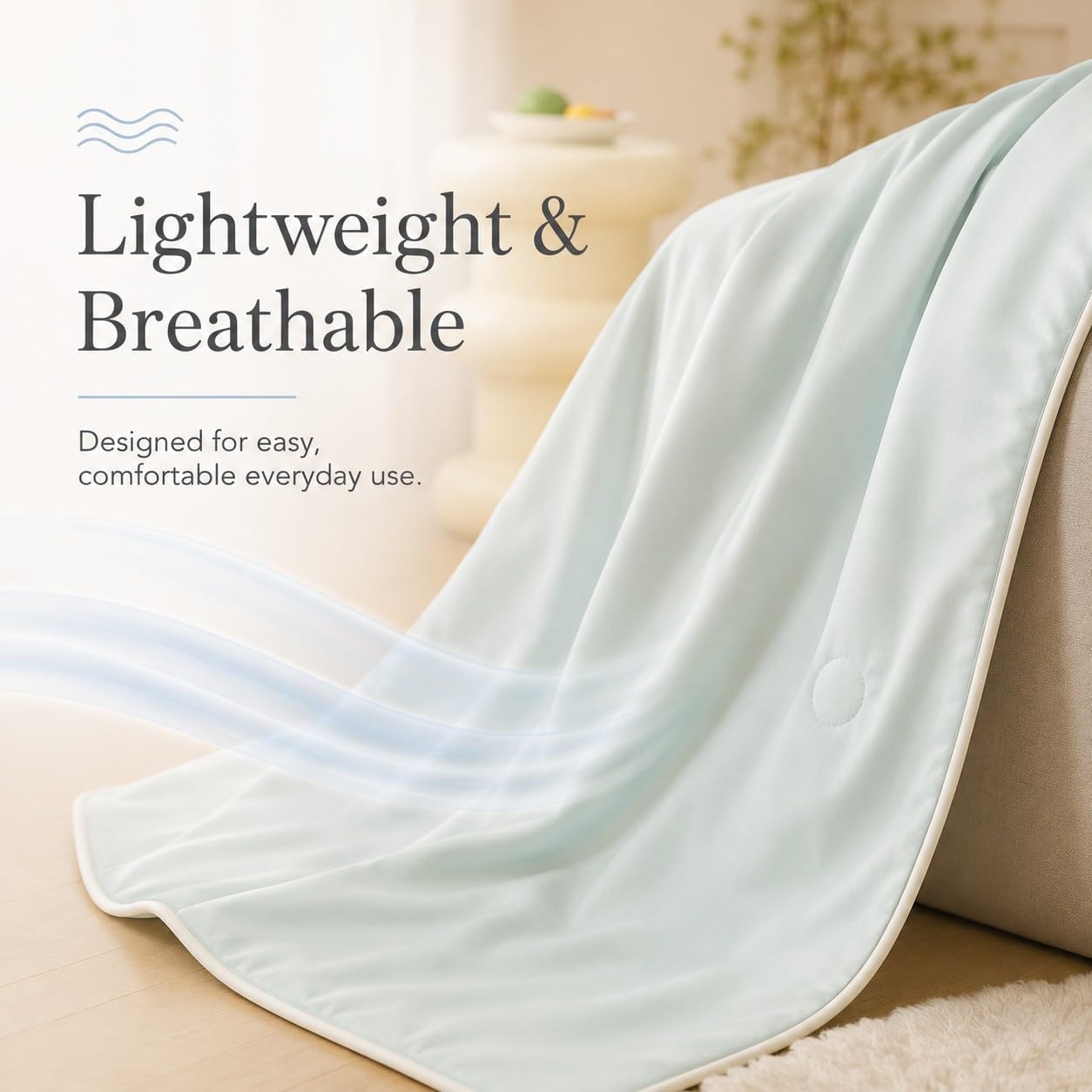 ECOCOTT Cooling Comforter for Hot Sleepers King Size, Q-Max 0.45 Lightweight Breathable Cooling Blanket for Night Sweats, Soft Double-Sided Summer Bedding Comforter, Blue&Grey 108"x90"