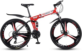 STRTG Folding Outroad Bicycles, Adult Mountain Bikes, Folded Within 15 Seconds, Men and Women Folding Bike, 21 * 24 * 27-Speed, 26-inch Wheels Outdoor Bicycle
