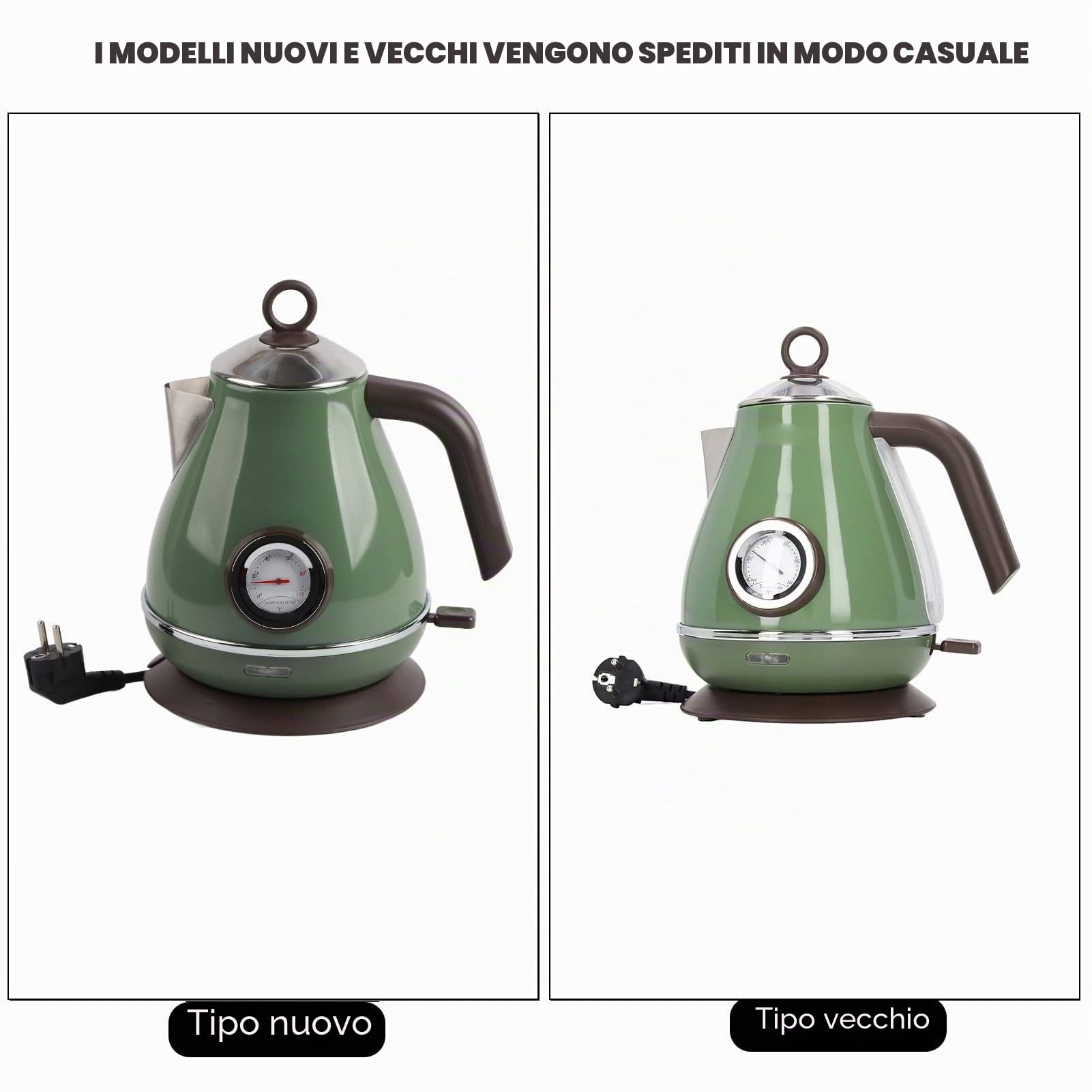Qcwwy Display della Temperatura del Bollitore Elettrico, Bollitore Elettrico retrò da 1,7 Litri in Acciaio Inossidabile per Spegnimento Automatico dell'Acqua Bollente e Protezione(Atrovirens)