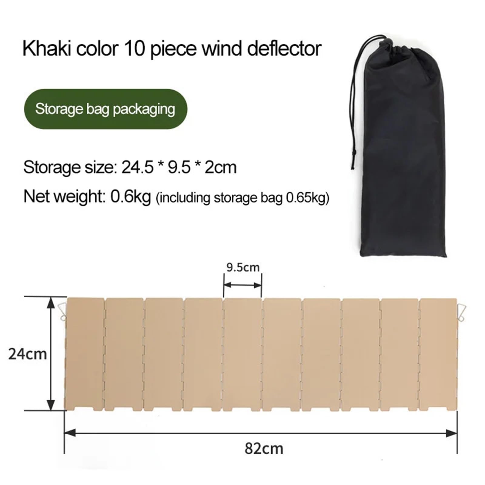 Parabrezza for fornello da campeggio in ferro 10 pezzi | Multicolor 10 pezzi: campeggio all'aperto, picnic, escursionismo, barbecue, zaino in spalla(Khaki cloth bag)