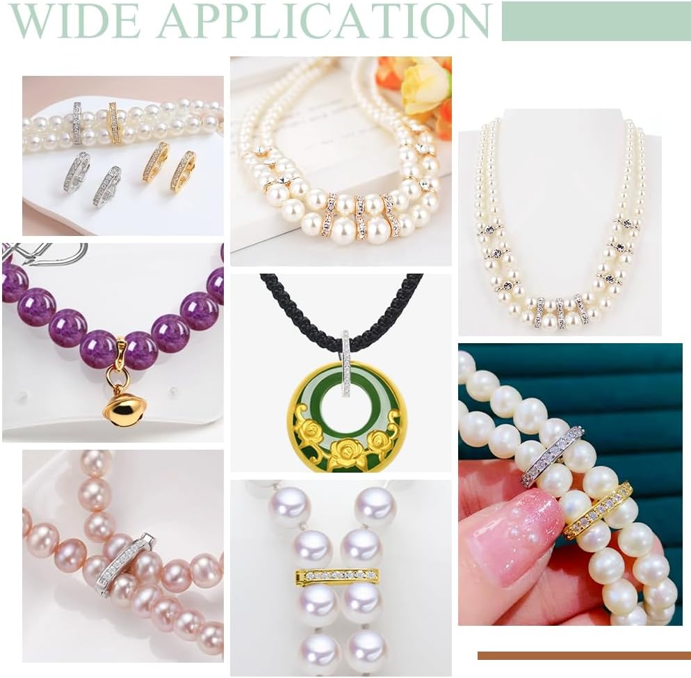 WADORN 8Pcs Brass Necklace Shortener Clasp 2 Style Micro Pave Clear Cubic Zirconia Twister Clasps Mini Pearl Connector Enhancer Push Clasp Openable Secure Lock for Necklace Bracelets Chain Making - Image 5