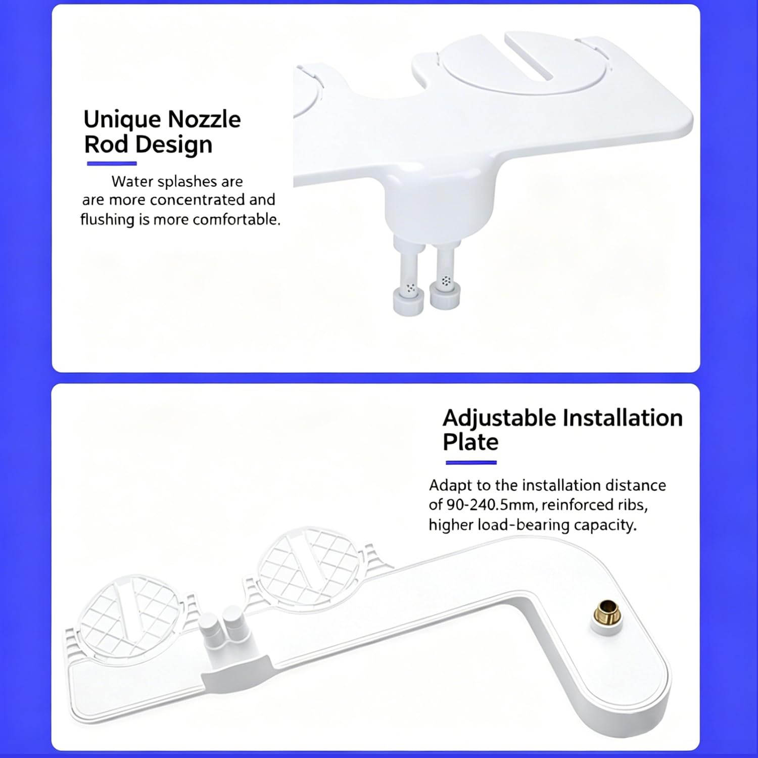 Kit doccetta Bidet per WC, Attacco per Bidet WC con Doppio Ugello da 3/8 Acqua Calda e Fredda, Pressione Dell'Acqua Regolabile, Doppio Ugello per Glutei e Lavaggio Intimo
