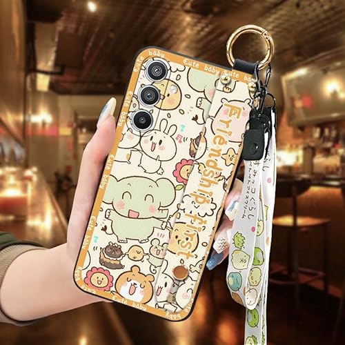 Phone Case Compatible with Samsung Galaxy S26, Phone Holder Wristband Lanyard Cartoon Dirt-resistant Silicone Shockproof Cute Ri