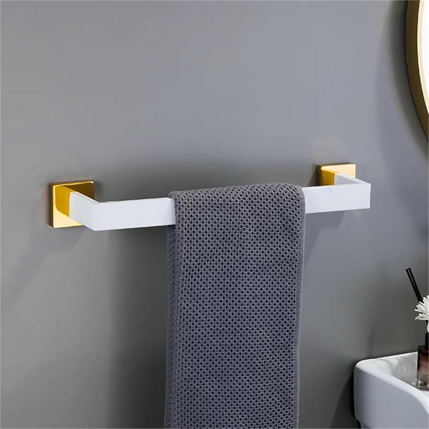 Gold Bathroom Hardware Set Wall-Mount 304 Stainless Steel Towel Bar Ring Paper Holder Hooks Accessories(WG Towel Ring)