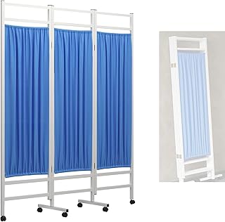 Sturdy Medical Privacy Screens, Waterproof Nylon Fabric, Compact and Foldable Rolling Medical Privacy Screen with Silent Wheels, Suit for Hospitals, Clinics, and Nursing Homes (3 Panel)