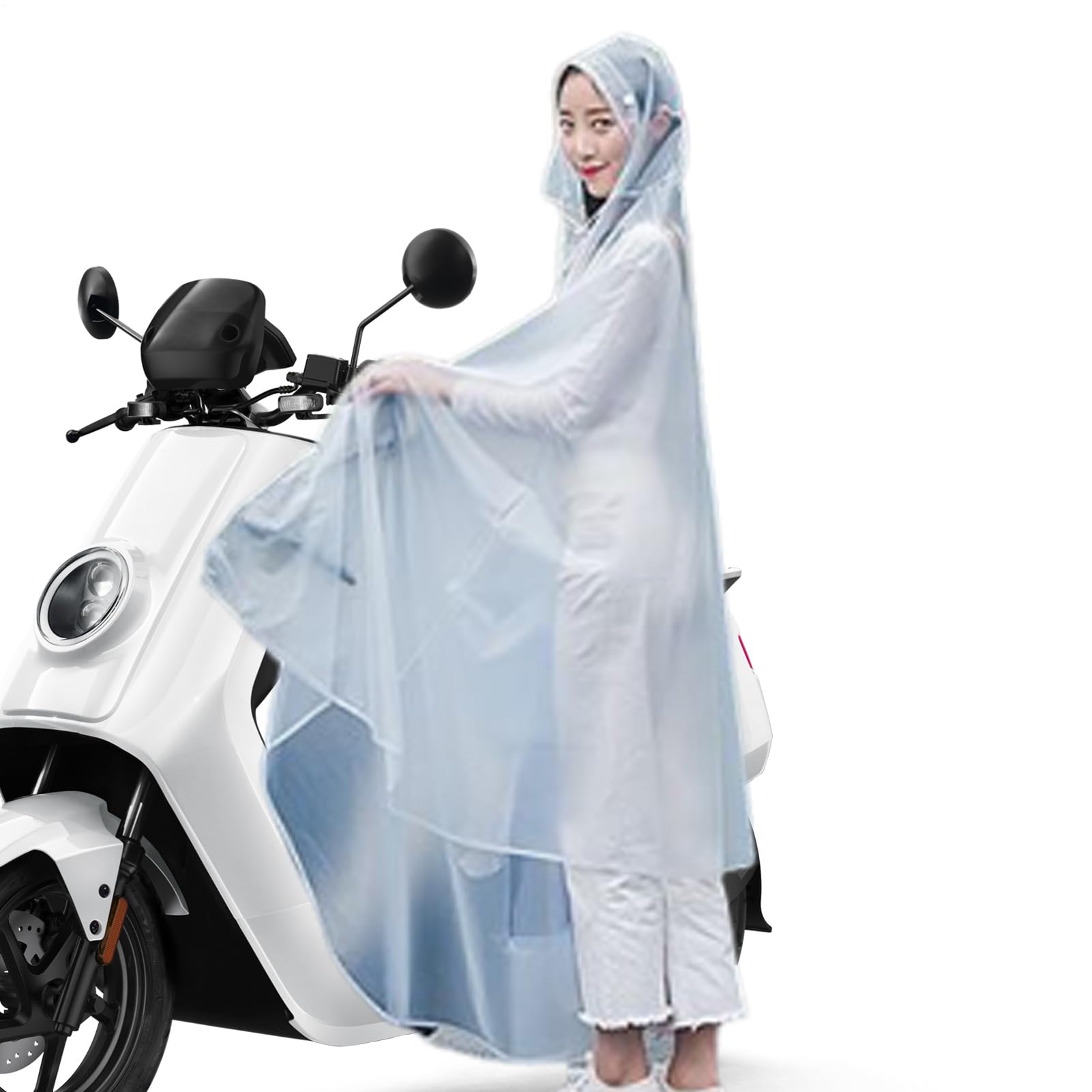 Poncho de Bicicleta | Campana de Lluvia con Capucha para Bicicleta | Ligero Y Reutilizable Para Moto Ciclismo Viajes Hombre Mujer Impermeable Transparente