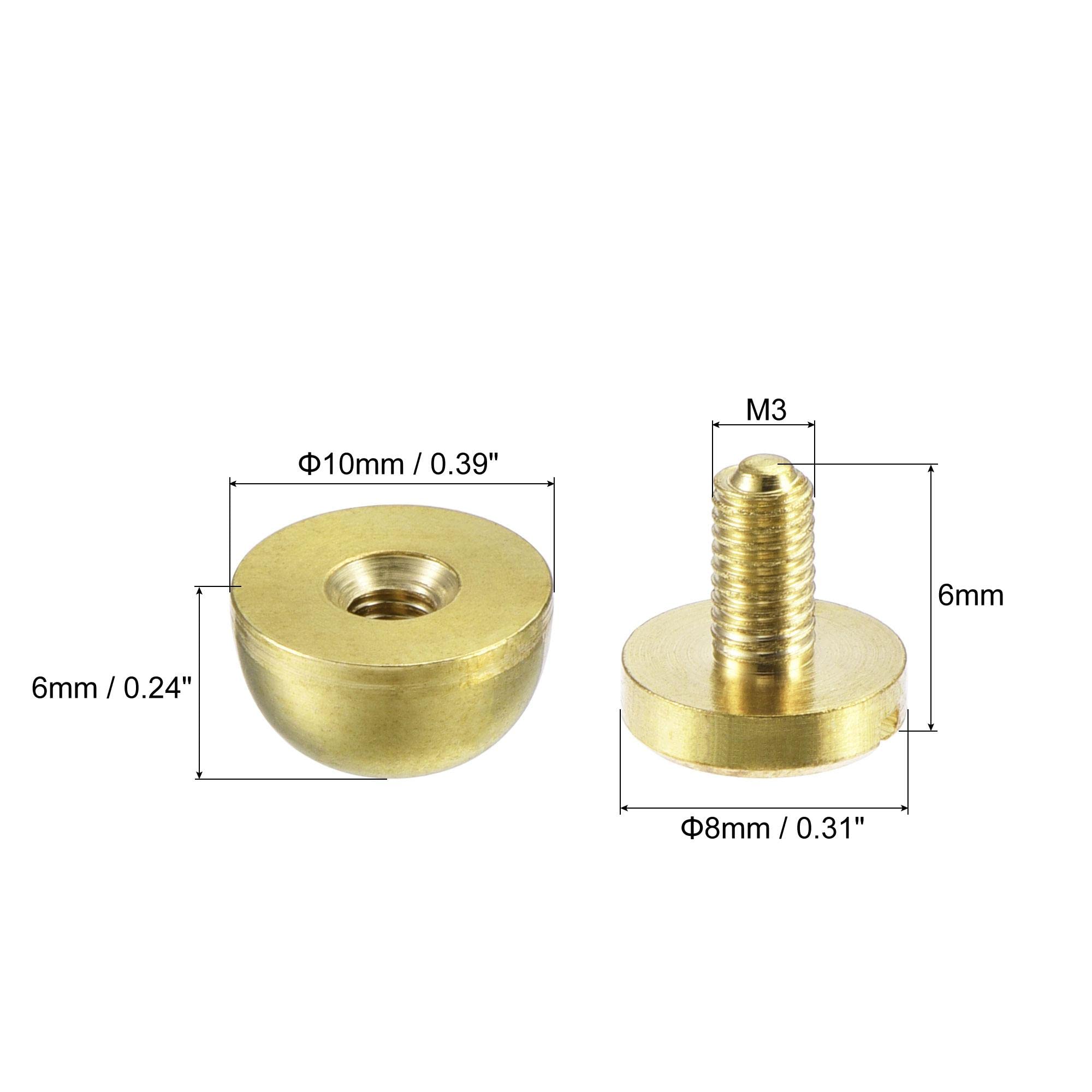 uxcell 10x6mm Round Studs Rivet Purse Handbag Feet Spike Brass Leather Craft Screw Back Rivets DIY 10 Sets