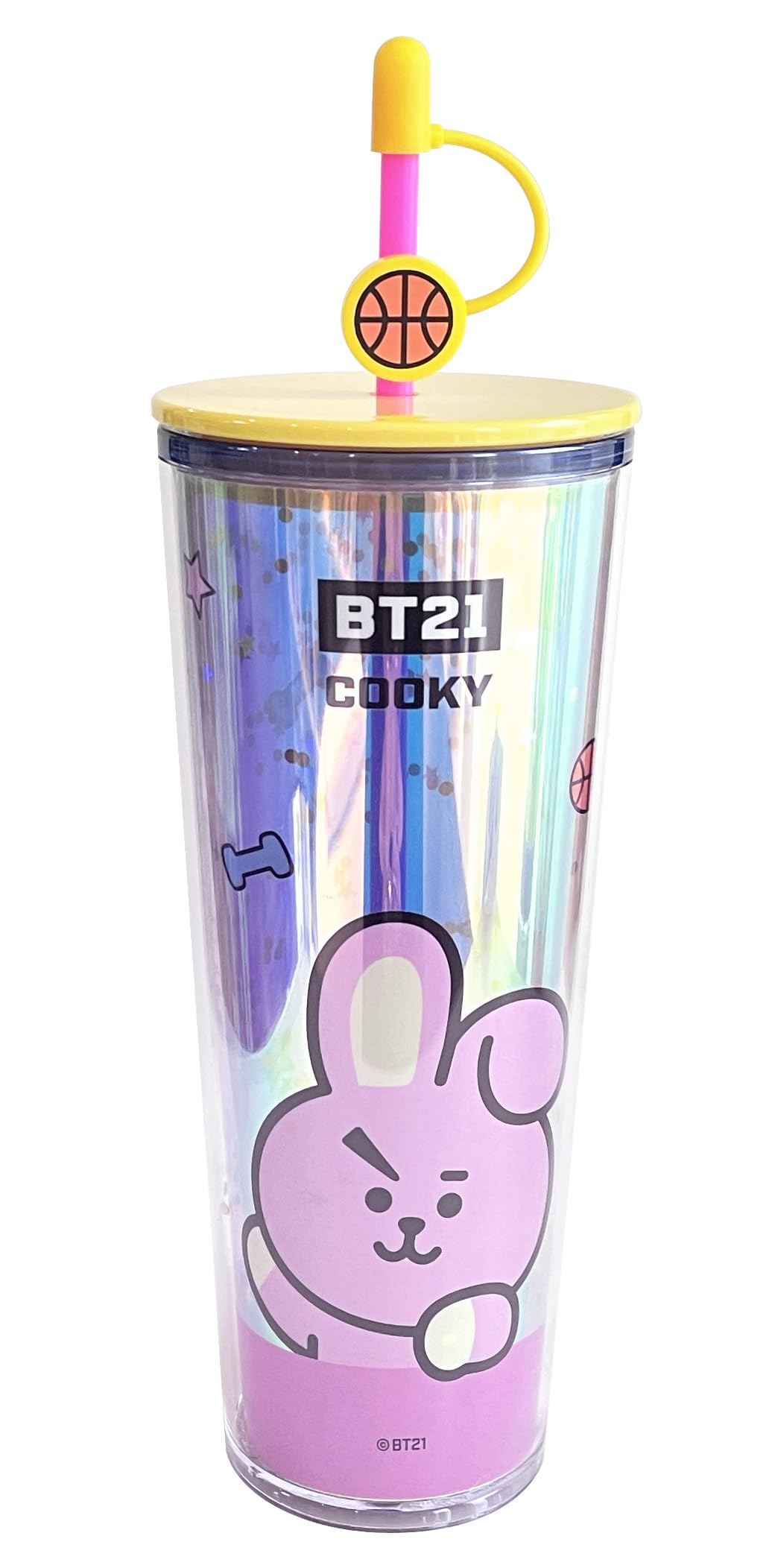 MINISOBT21 Collection Double Wall Plastic Tumbler with Straw - Cooky, 800ml