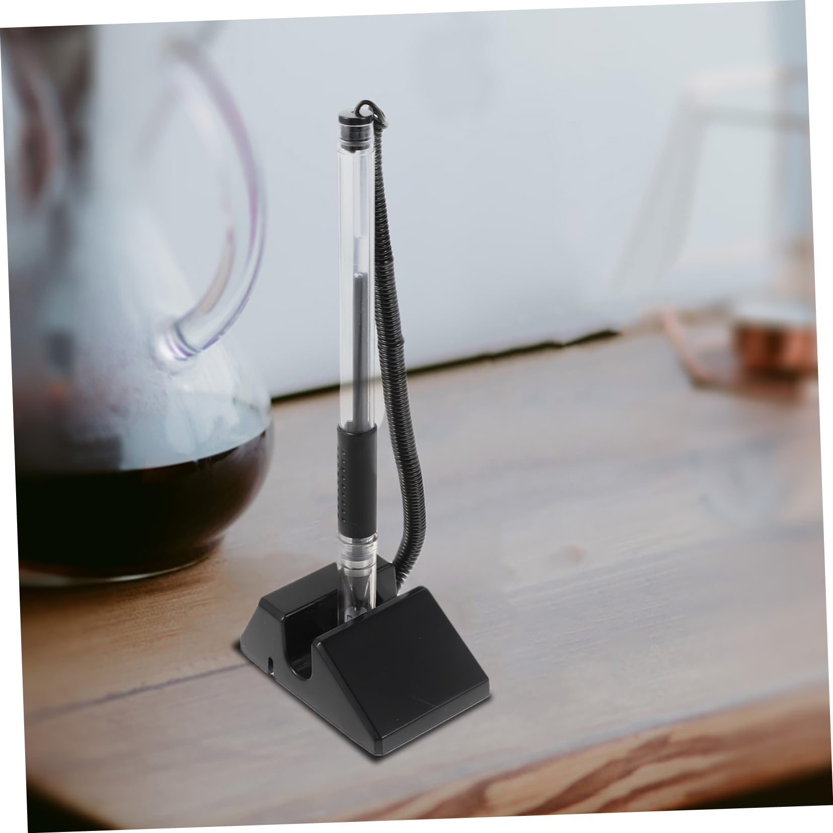 Lurrose 2 Set Di Penne Adesive Pratiche Da Scrivania Penne Da Banco in Gel Antifurto Nere Per Ufficio Da Tavolo Scrittura 5 Pezzi*2