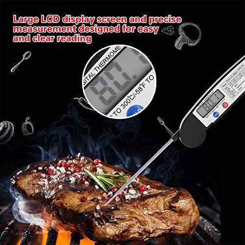 LCD Digital Food Meat Thermometer with Foldable Probe Kitchen Cooking BBQ Grill Temp Tester