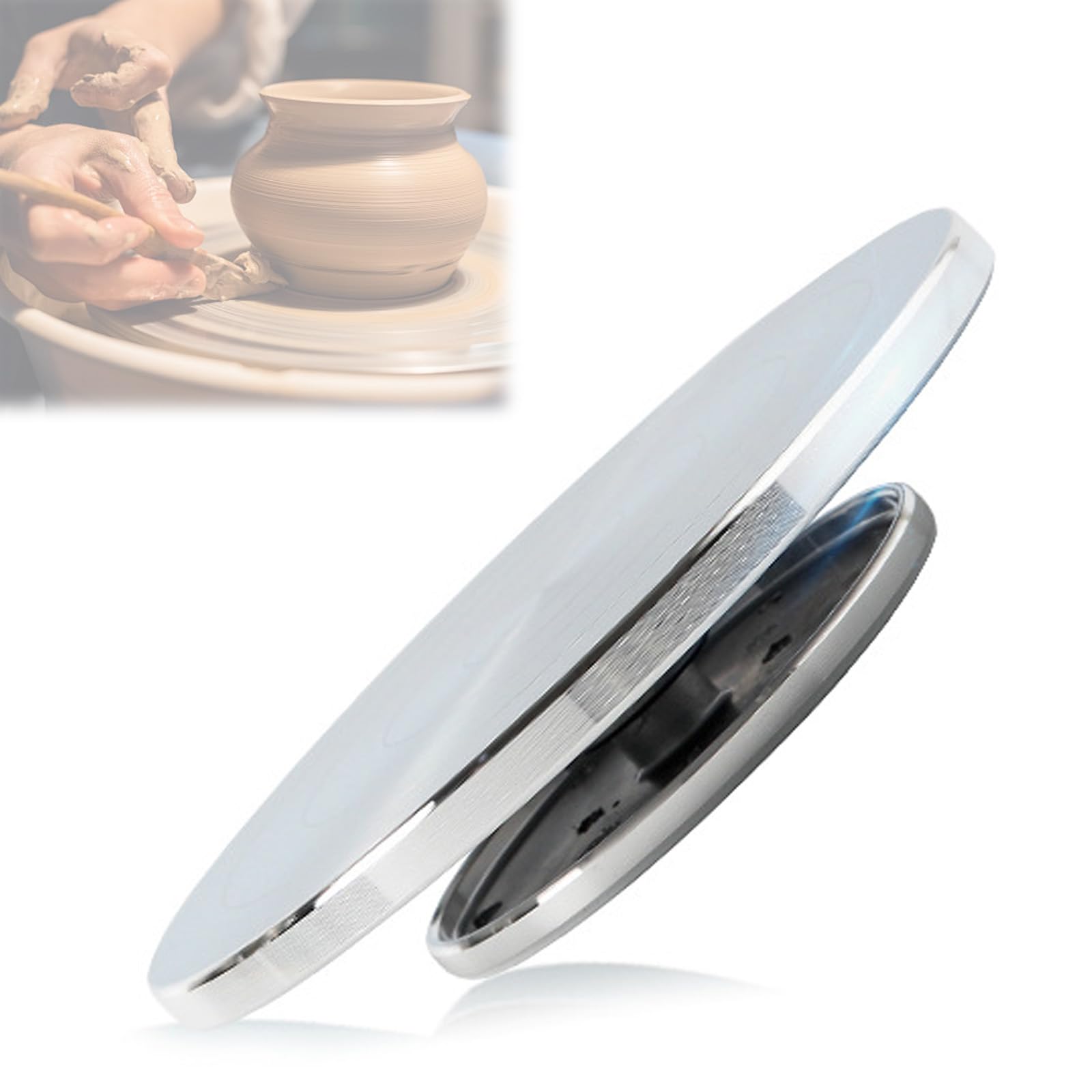 Torno de Alfarero, Plato Giratorio de Aluminio de 25 cm para Alfarería Y Modelado En Arcilla, Plato Giratorio Cerámico de Doble Cara, Giratorio 360°, para Cerámica Y Figuras de Arcilla