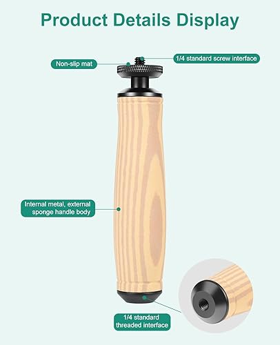 Miniatura 2 de PULUZ Estabilizador de cámara de mano, soporte universal para cámara con interfaz de rosca de trípode estándar de 1/4 pulgadas, mango de cámara