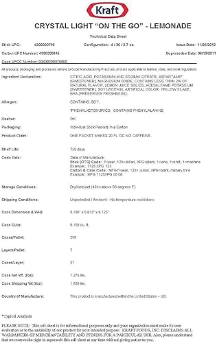 Miniatura 5 de Crystal Light Productos Crystal Light - Mezcla de bebida saborizada, limonada, 30 8-oz. Paquete de bebidas, paquete de 1, amarillo