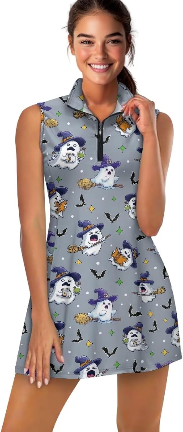 Tennis Dresses for Women, Sleeveless Workout Active Athletic Exercise Dresses Golf Dresses with Built in Shorts