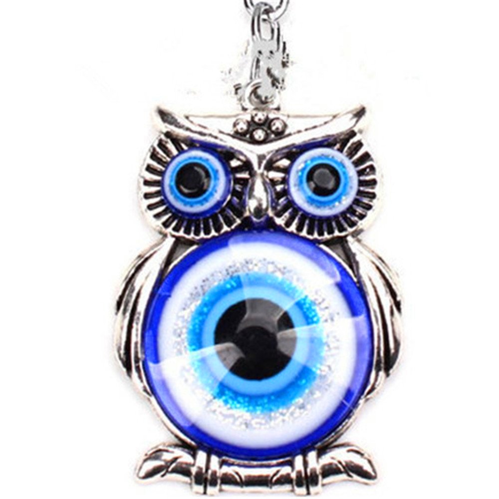 Amazon.co.jp: JewelBeauty ブルー フクロウ キーホルダー 邪眼 風水