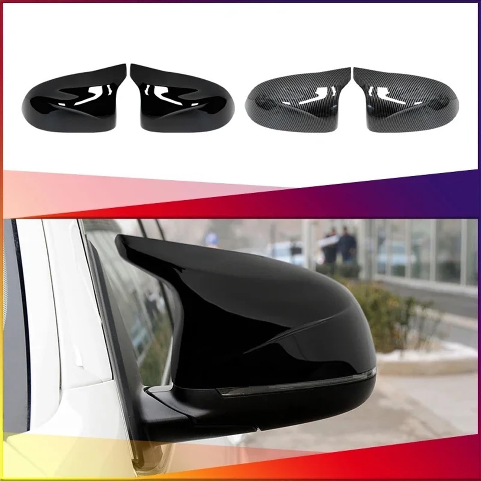 Auto Spiegelkappen Für F25 X3 F26 X4 F15 X5 F16 X6 | Glänzend schwarze Kappen im Carbon-Look für Auto-Außenspiegel(Forged grain)