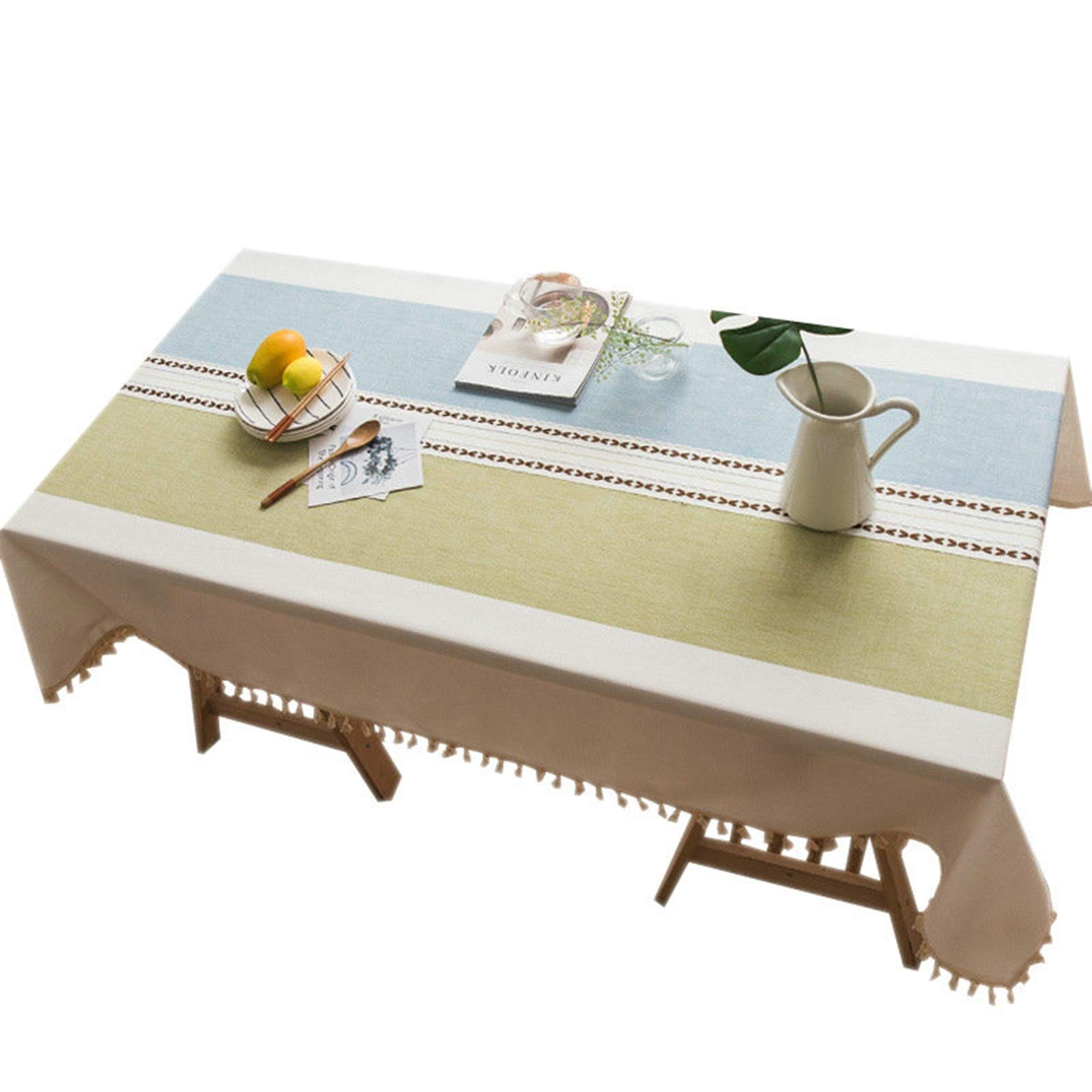 Nappe rayures simples bleu vert en polyester durable de 100x140cm comme toile de fond