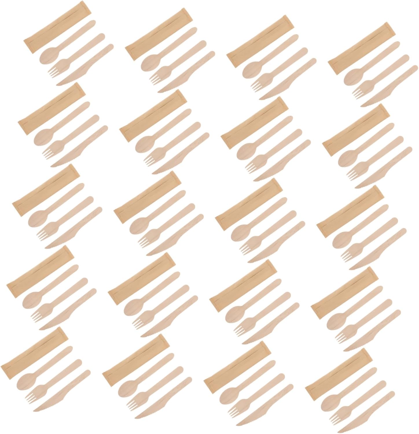 20Sets Disposable Wooden Cutlery Kit Biodegradable Party Tableware for Weddings Birthdays and Gatherings Lightweight Portable Utensil Supply