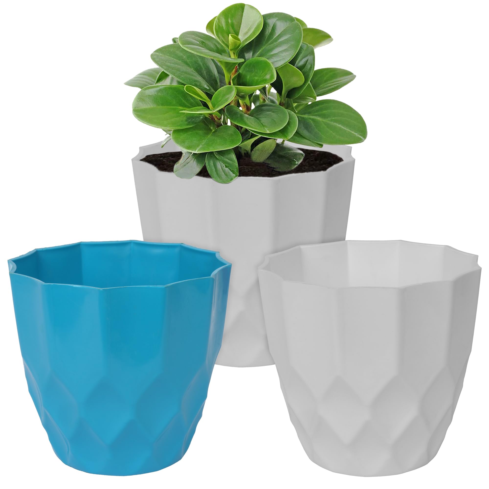 Kuber Industries Pack of 12 Flower Pot | Flower Pot for Living Room | Planters for Home-Lawns & Gardening | Window Flower Pots for Balcony | Marble Duro | 8 Inch | White & Peach (B0CYPK7P7F) Amazon Price History, Amazon Price Tracker