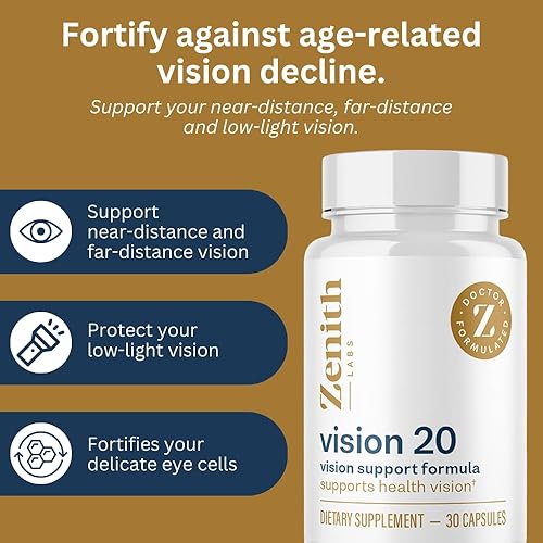 Miniatura 4 de Zenith Labs Vision 20 - Luteína y zeaxantina, citrato de zinc para una máxima absorción, apoya la vista a distancia cercana, distancia lejana y poca