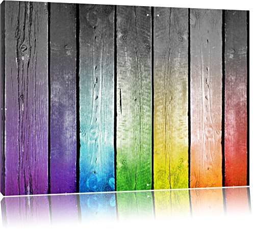 Pixxprint Bunte Zaunlatten, Größe: 120x80cm, Leinwandbild, fertig gespannt, Wandbild, Dekoration, Kunstdruck, kein Poster