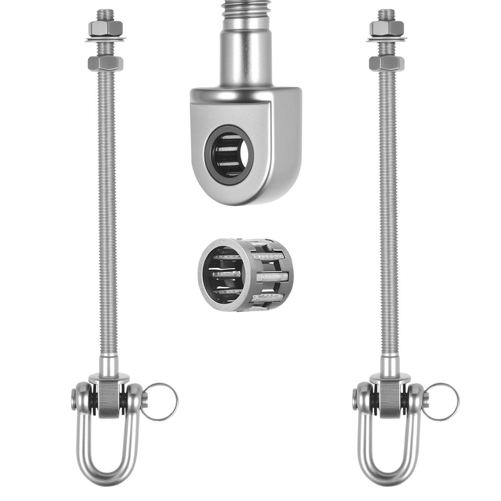 2 Pz Ganci per Fissare Altalena con Cuscinetti, 235 mm 180° Ganci da Soffitto per Altalena in Acciaio Inox, M10 Bulloni Gancio di Montaggio Girevole per Poltrona Sospesa Sacco da Boxe da Yoga