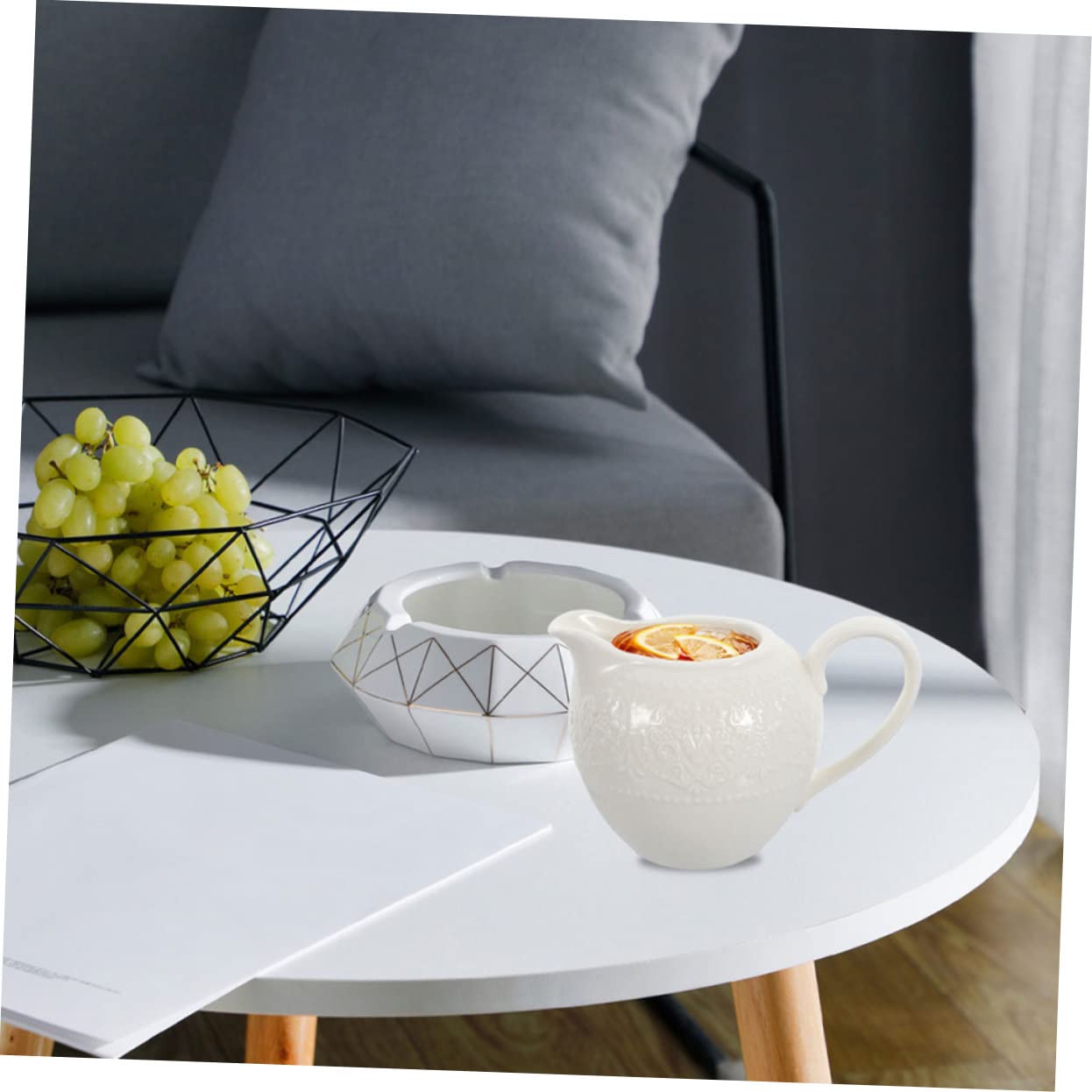 Azucarero con Tapa y Jarra para Leche Diseño Elegante de Cerámica de Color Claro Juego de 2 Piezas y Fácil de Limpiar para Servir Azúcar y Café