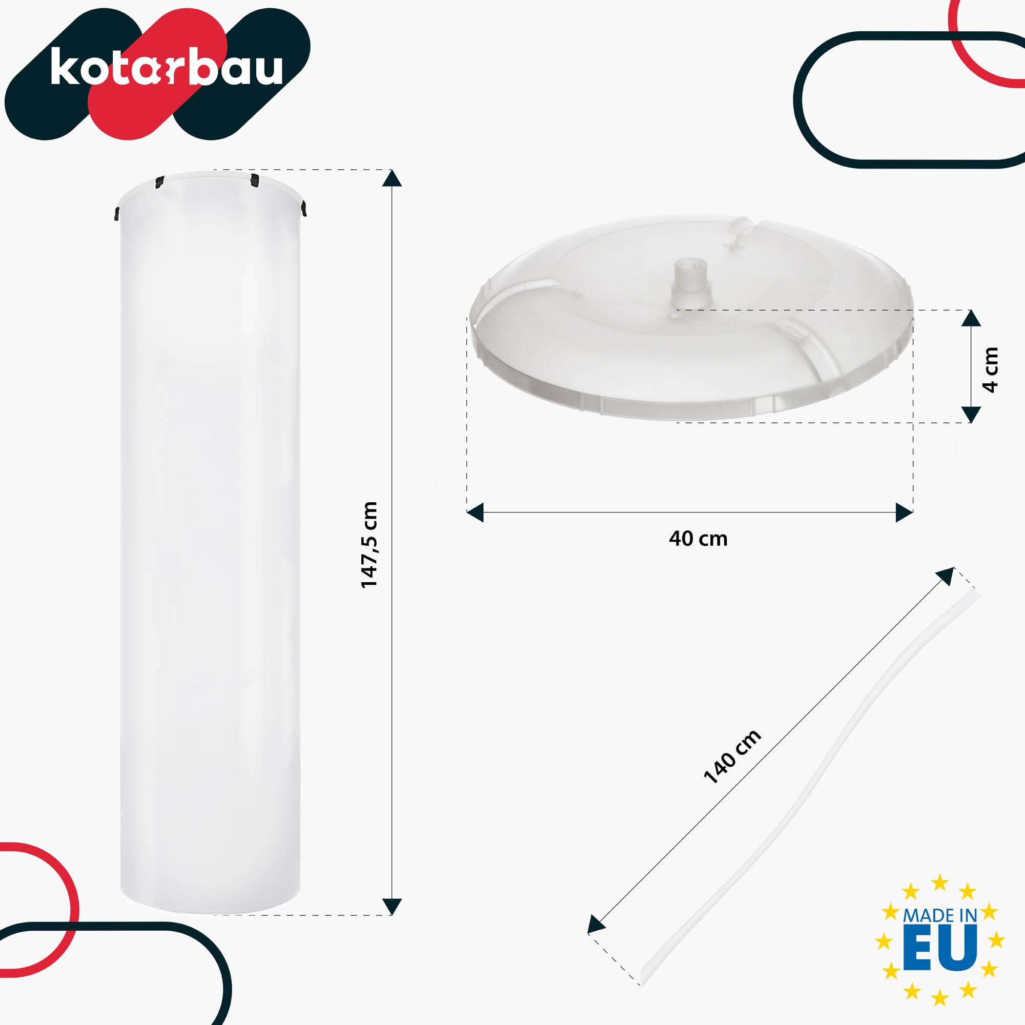 KOTARBAU® 4er Set Schutzfolie für Tomatenpflanze - ⌀ 40 cm x 148 cm - Tomatenschutzfolie - Schutzfolie - Reifehaube - Reifefolie - gewächshaus Klein - Transparent