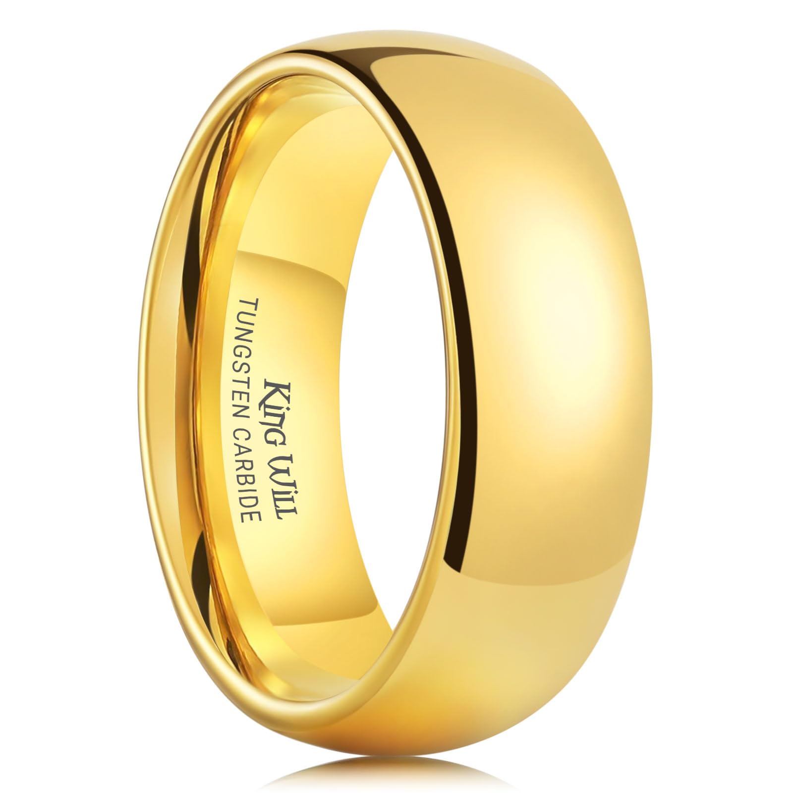 King Will Tungsten Carbide Wedding Band for Men Women-4/6/8mm Width 14K Gold Plated Tungsten Wedding Ring Matte Brushed & High Polished Style Comfort Fit Wedding Band Size 6-14