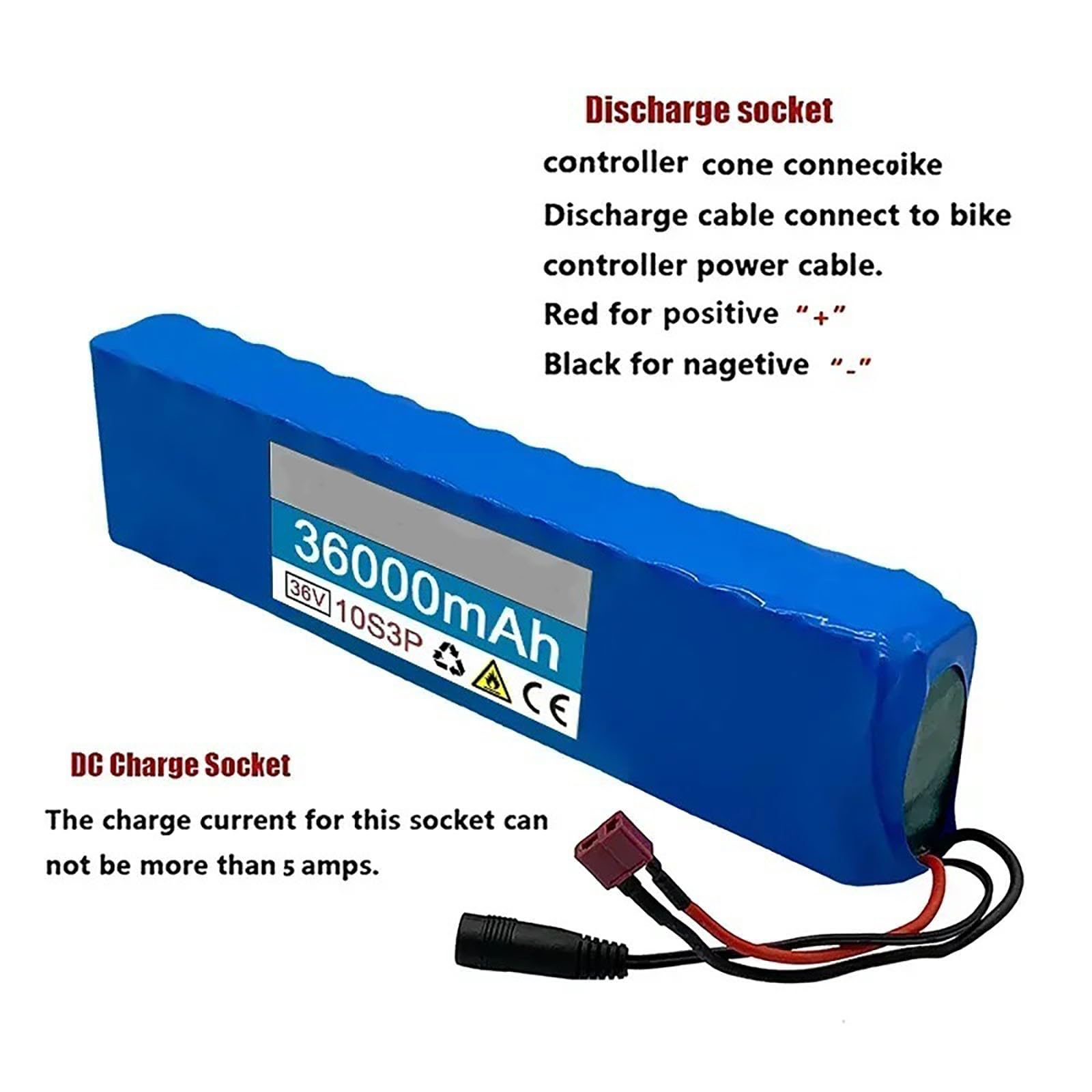 36V 36Ah E-Bicycle Batteria Scooter elettrico Batteria litio 10S3P Batteria ricaricabile Li-Ion 36V Ebike Batteria Scooter elettrico con 42V 2A Caricabatterie Buller+SM