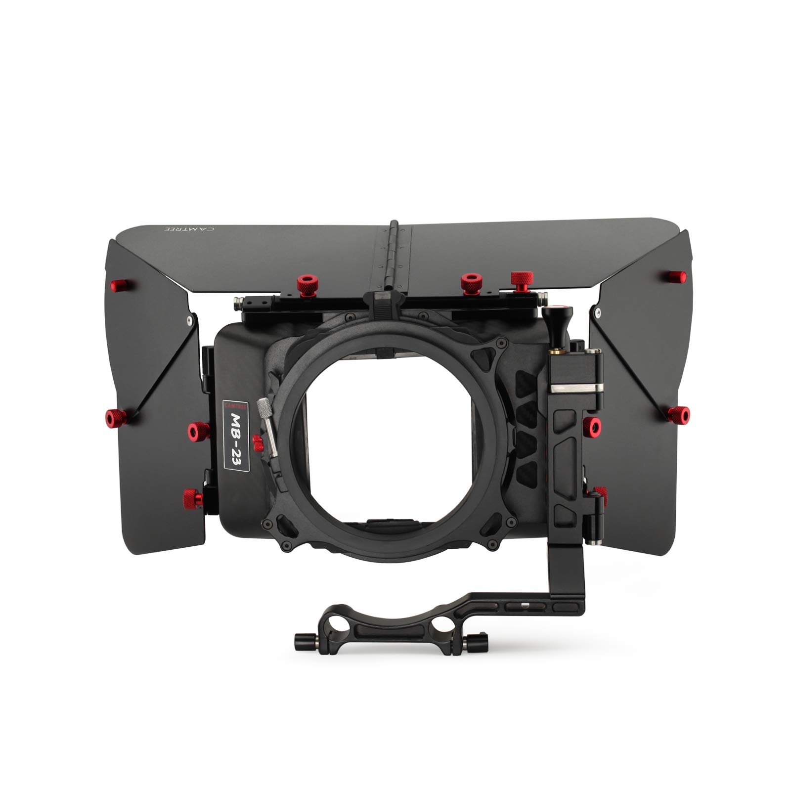 Carbon Fiber Swing Away Wide-Angle Sunshade Matte Box for 15mm Rod. for Lenses up to 105mm in Dia., Tool-Less Operations. Two 4x4 Filter Holders & Fabric Knicker + Hard Case (C-MB-23-CF)