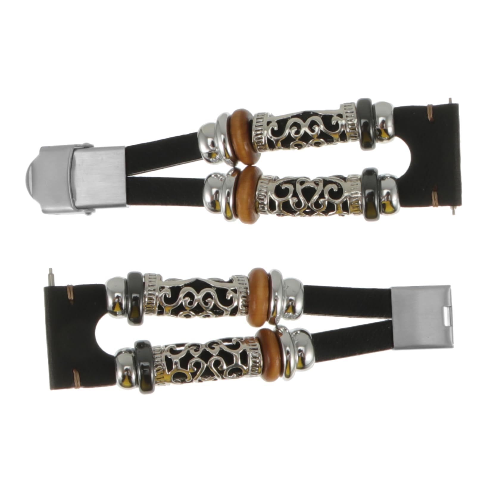 HEMOTON 2stücke Leder-metall-uhrenarmband Für Watch Komfortables Langlebiges Handgelenkband Stilvolles Design Passend Für Herren Und Damen Für Täglichen Gebrauch
