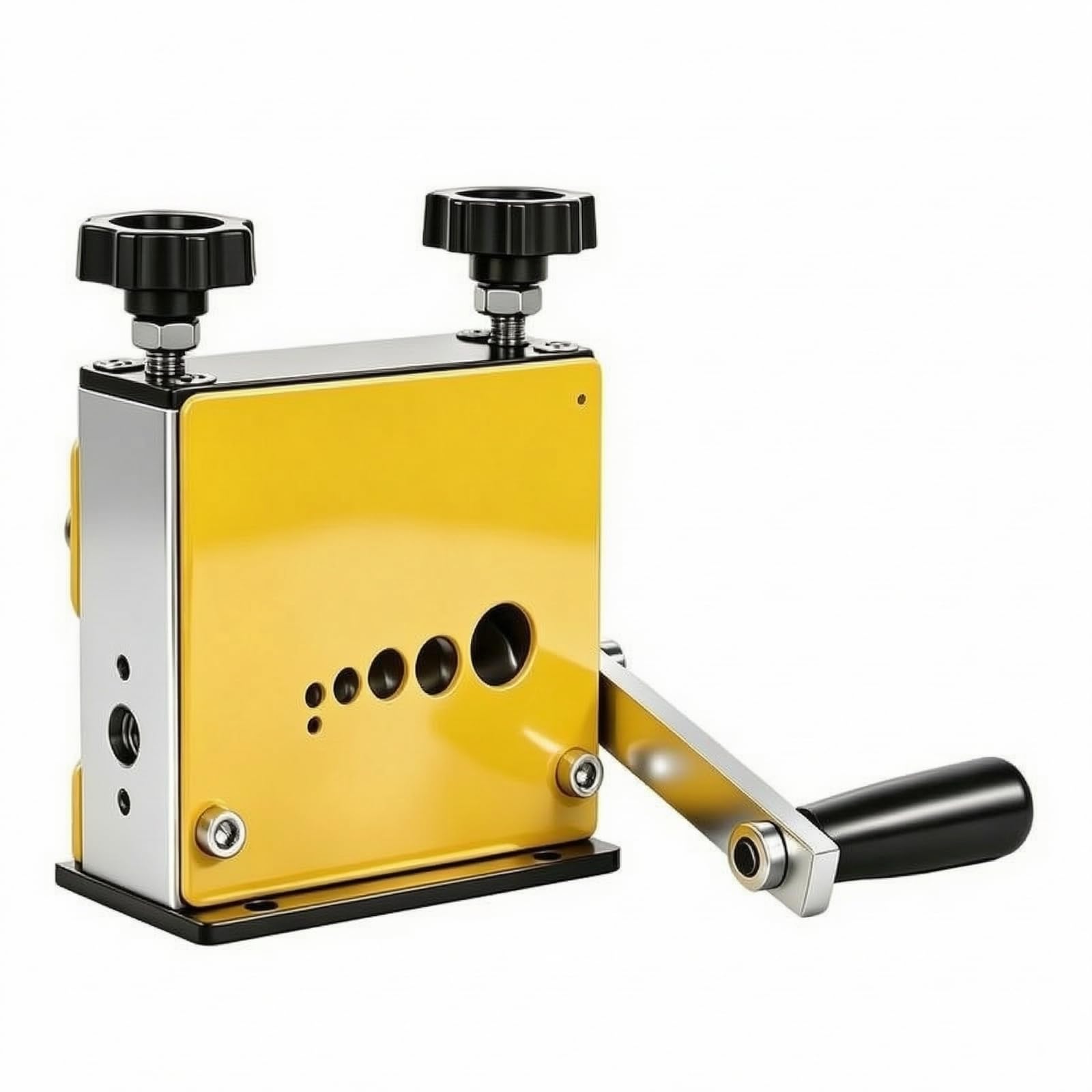 harayaa Máquina Peladora Cables Semiautomática con Base Metálica para Banco Trabajo con Rodillos Alimentación y Lateral para Eliminar, Amarillo
