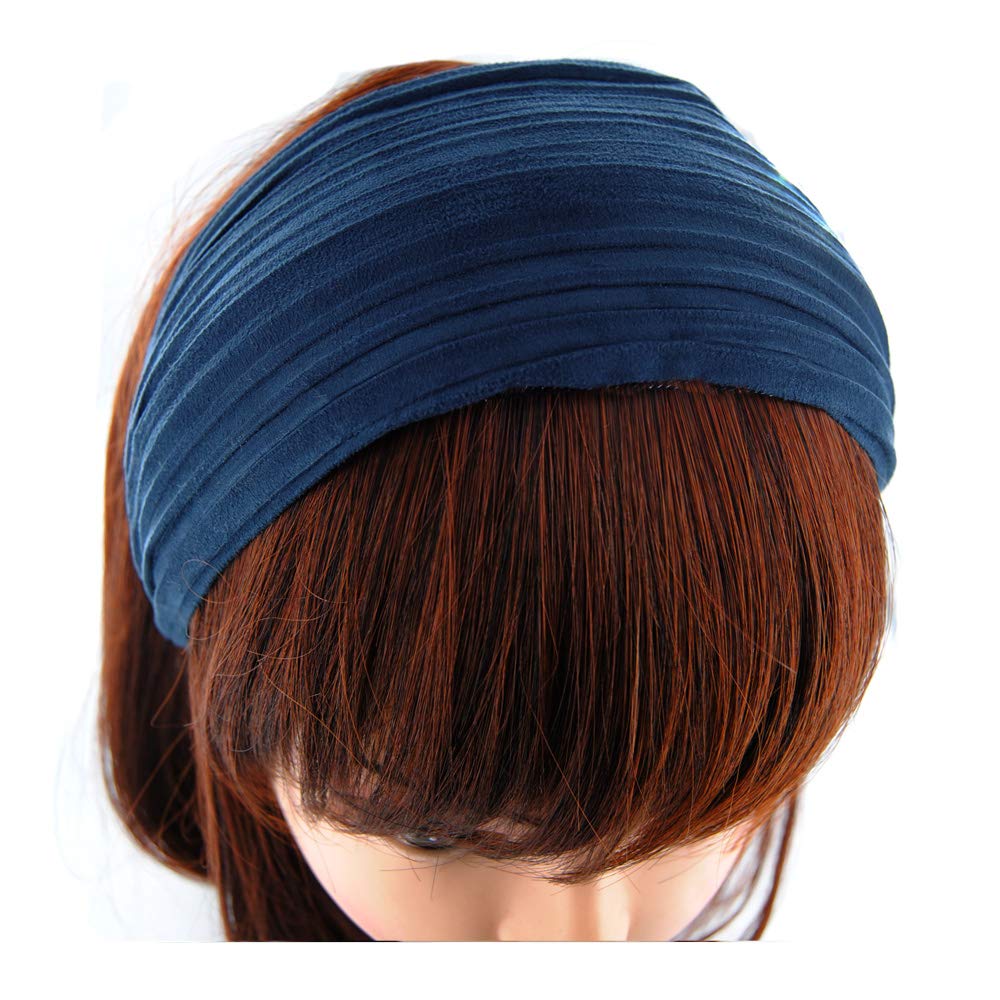 Axy HR32 headband, series 32 hair band with light flannel (leather appearance) dark blue, darkblue - Image 3