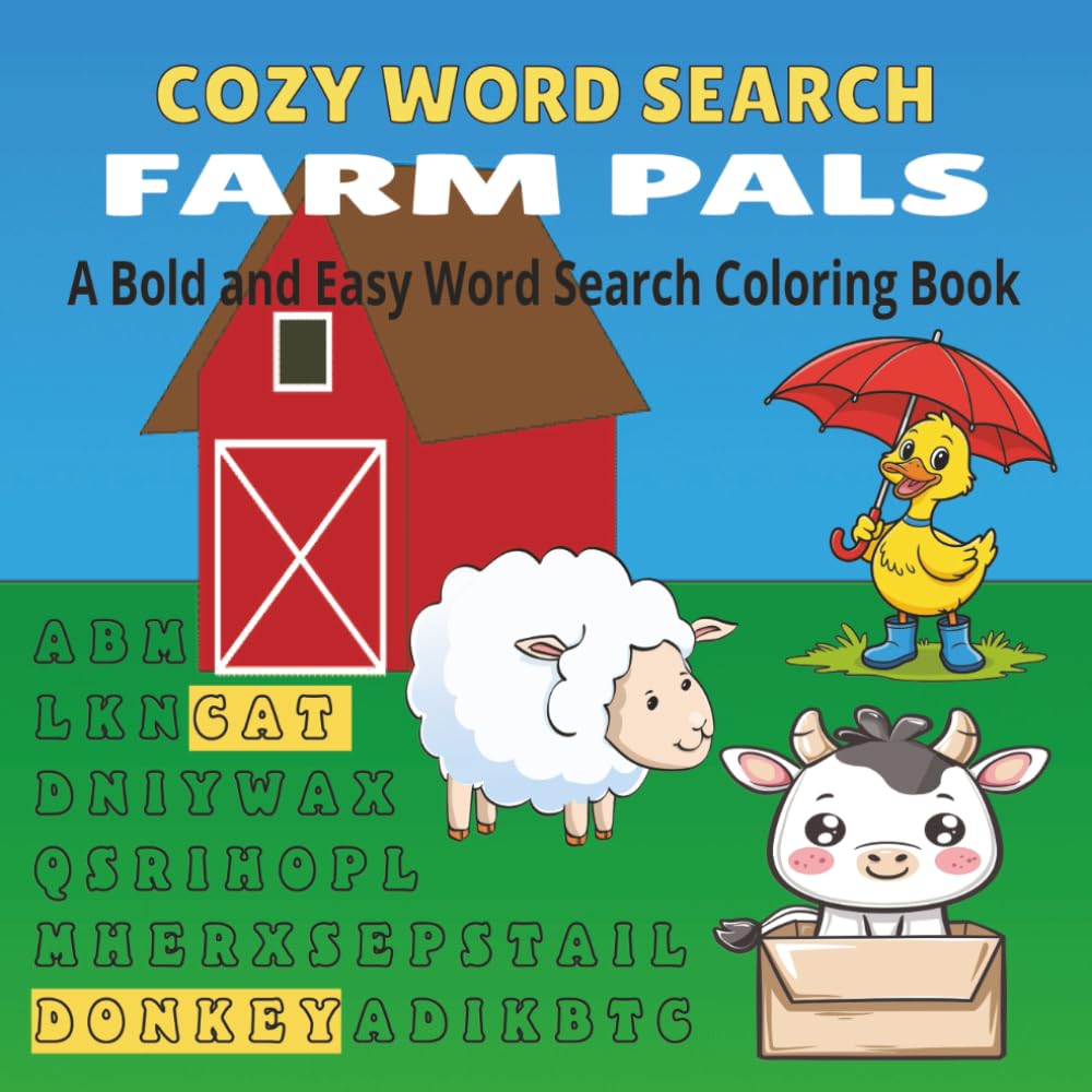 Cozy Word Search -Farm Pals-: A Bold and Easy Word Search Coloring Book