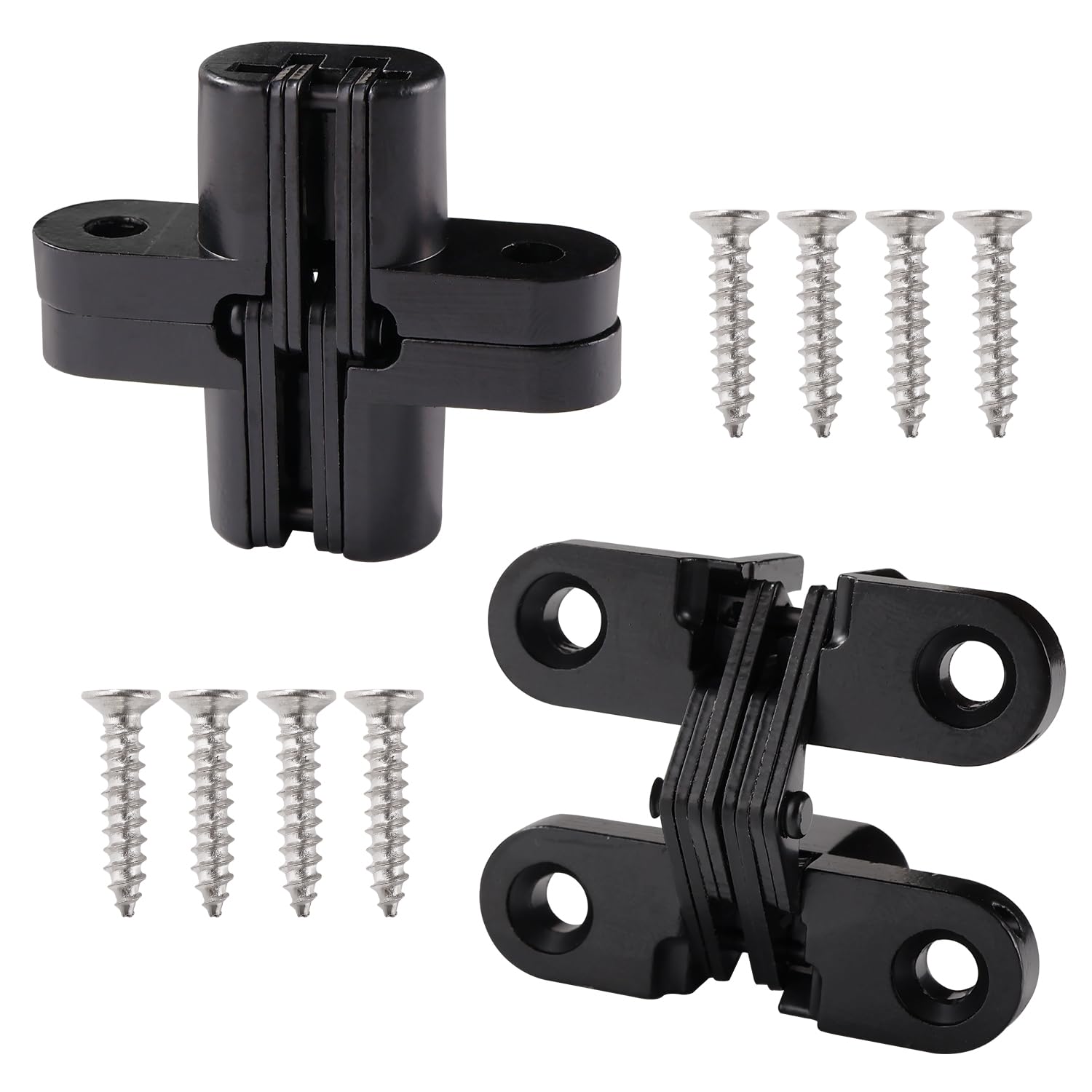 VooGenzek 2 PCS 43.7mm Invisible Cross Hinge, 180° Zinc Alloy Hidden Hinge Invisible, Folding Door Concealed Hinges