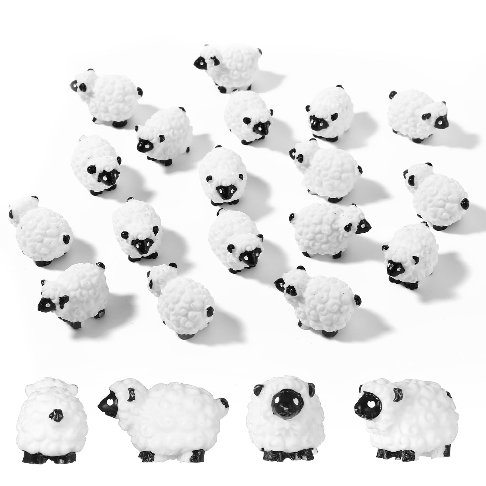 Figurines de moutons en résine blanche TIESOME lot de 20 pièces miniatures durables