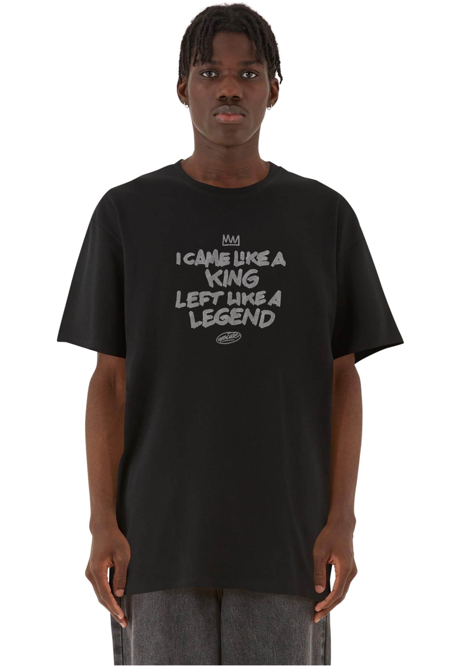MT Upscale Men's Mister Upscale T-Shirt Like A Legend Oversize Tee, 100% Cotton, Black, XL