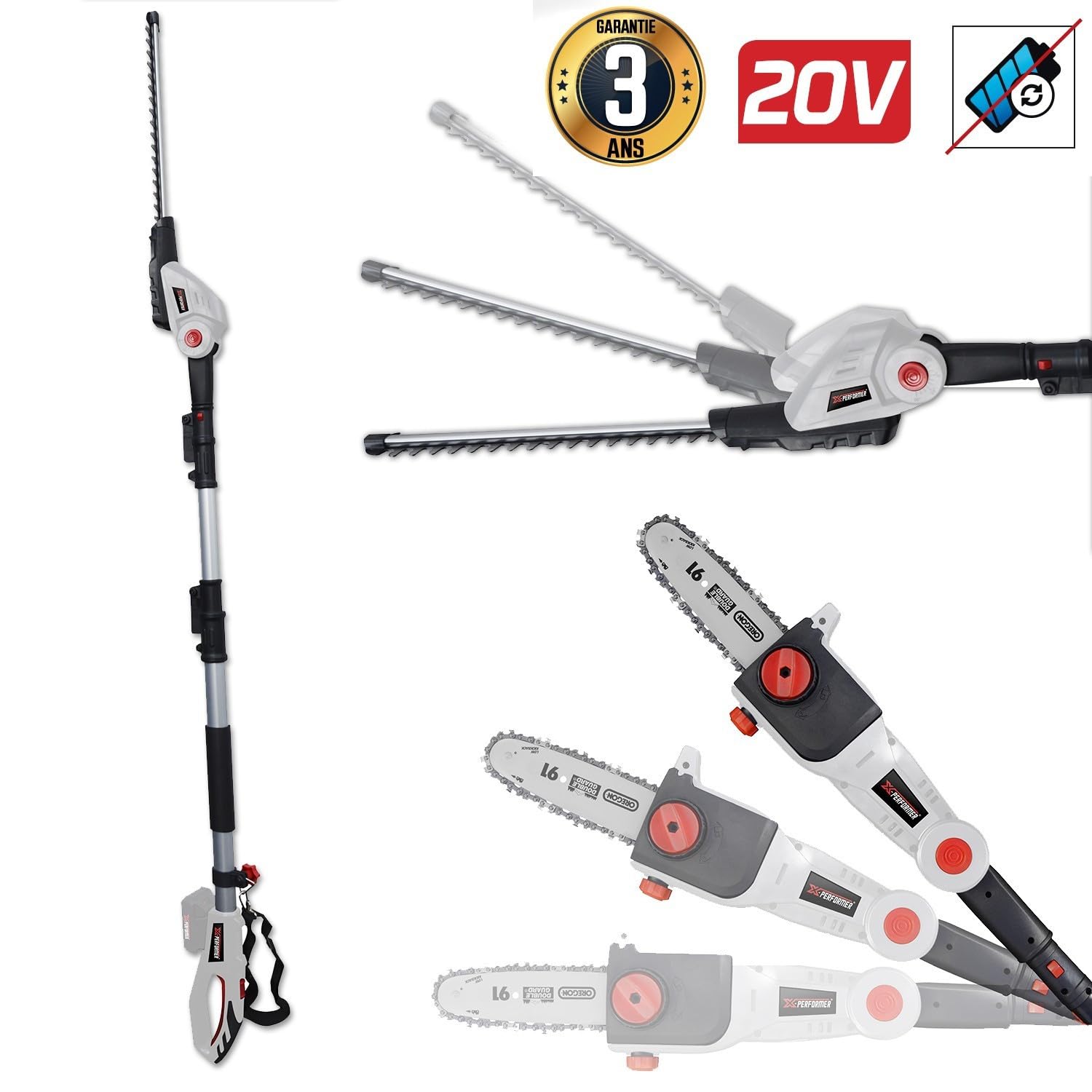 Scie à Ebrancher Taille Haies sur perche 20V - Xperformer XP2PSTH20LI - portatif - Outil seul sans batterie ni chargeur