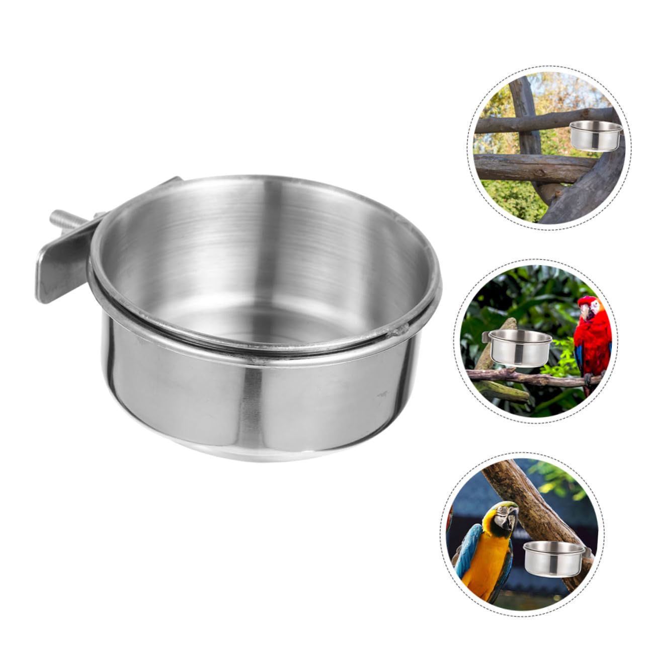 Mangiatoia in Acciaio Inossidabile 4 Set Ciotole Rimovibili 10 Cm Per Uccelli Da Gabbia e Voliera, Accessori Anti-masticazione Per Pappagalli e Storno