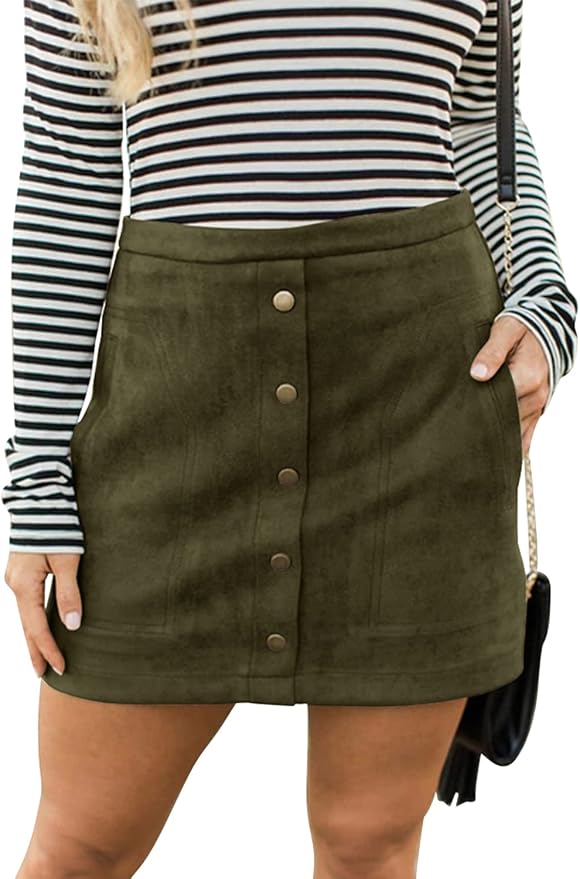 women's olive green mini skirt