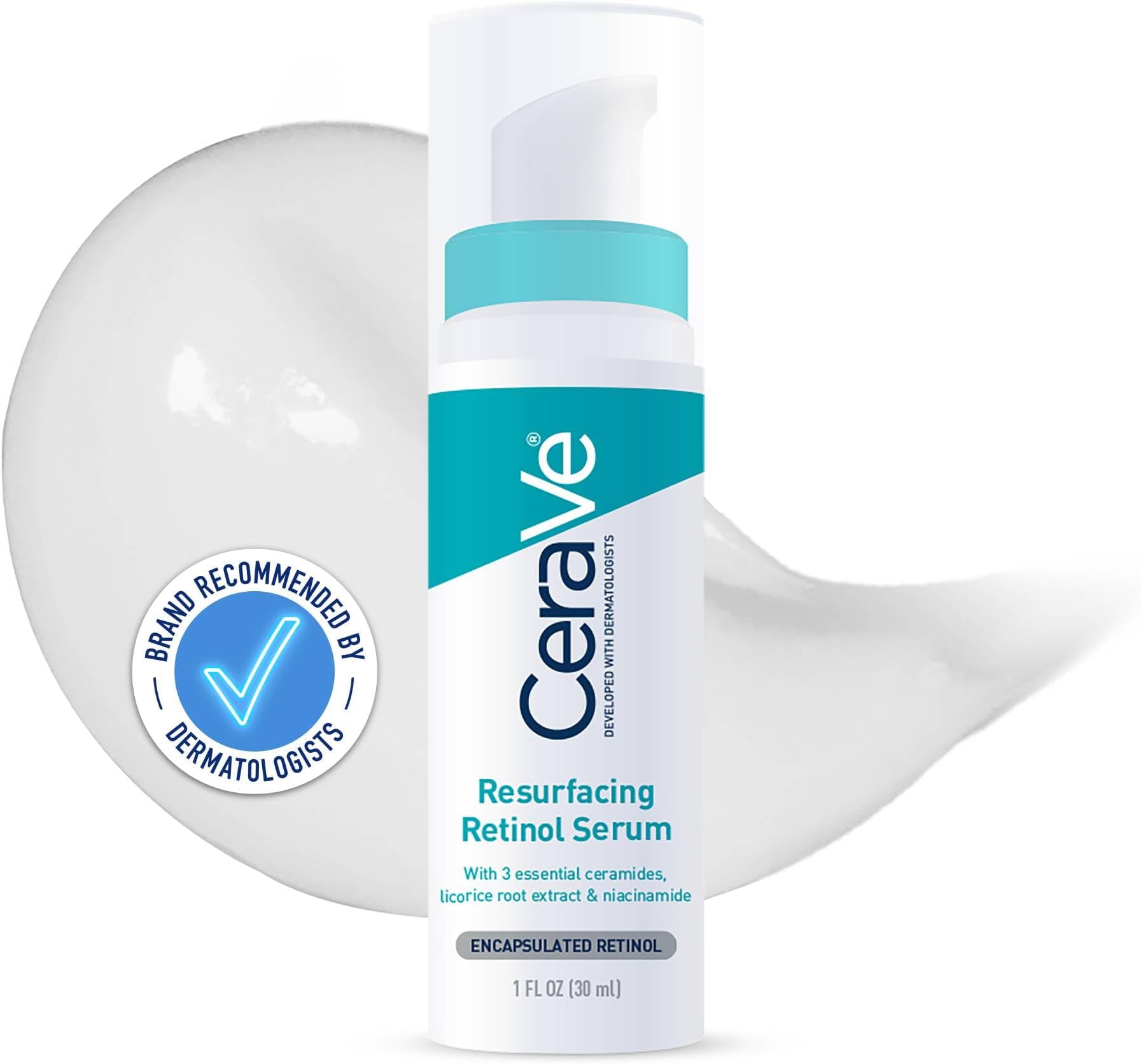 CeraVe Resurfacing Retinol Serum with Ceramides & Niacinamide for Blemish-Prone Skin 30ml, 3 Essential Ceramides, Dermatological Skincare, Hyaluronic Acid