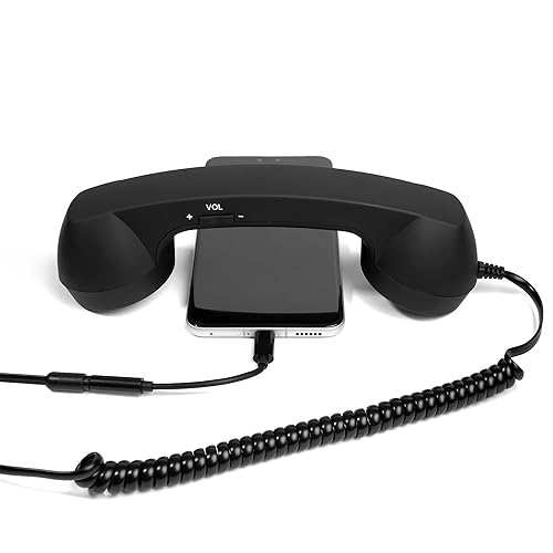 Miniatura 3 de Fumei Auricular de teléfono retro de 0.138 in reduce la radiación del teléfono celular Micrófono Altavoz Receptor de mano para teléfono Android