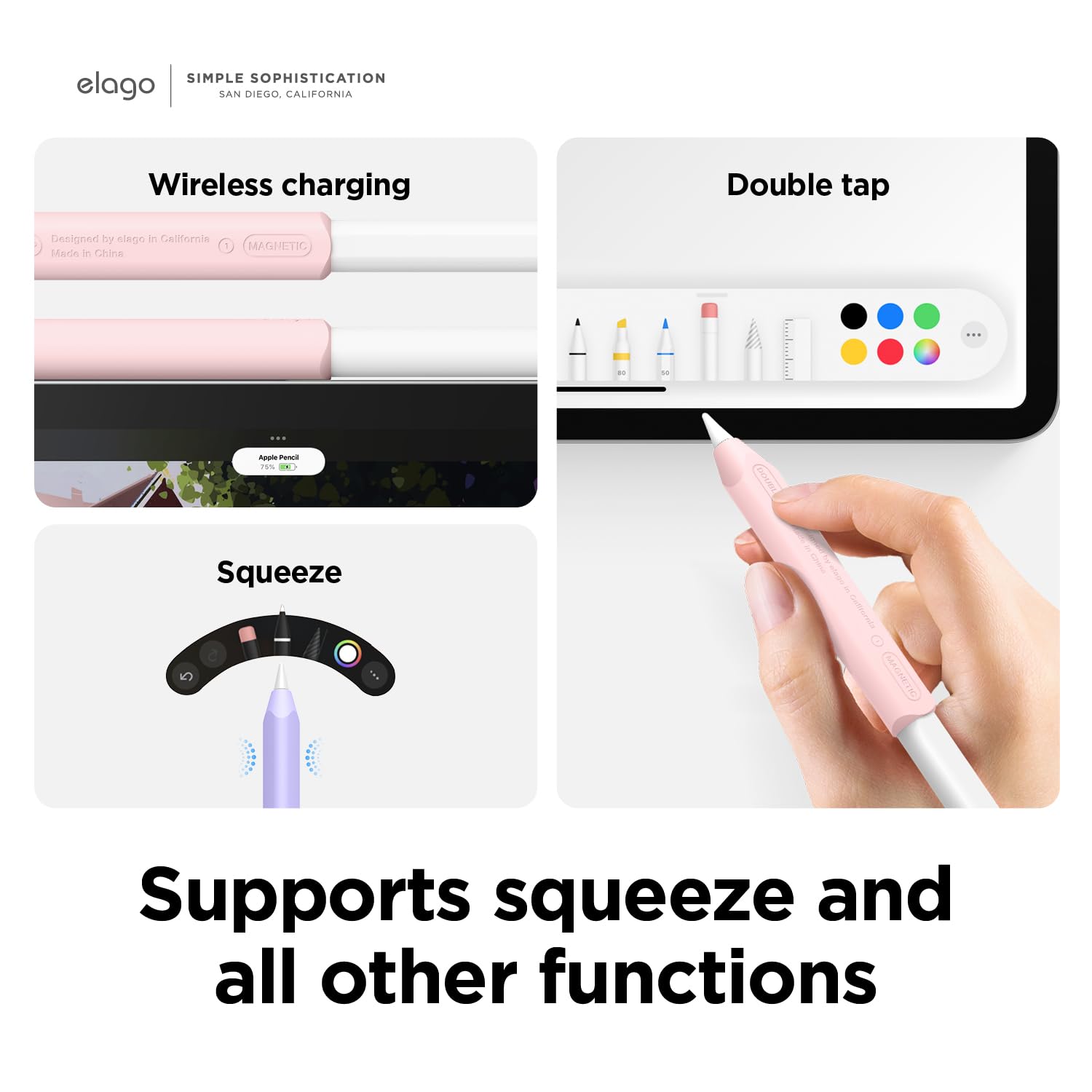 Amazon | elago Grip Apple Pencil Pro、第1世代、第2世代、Apple