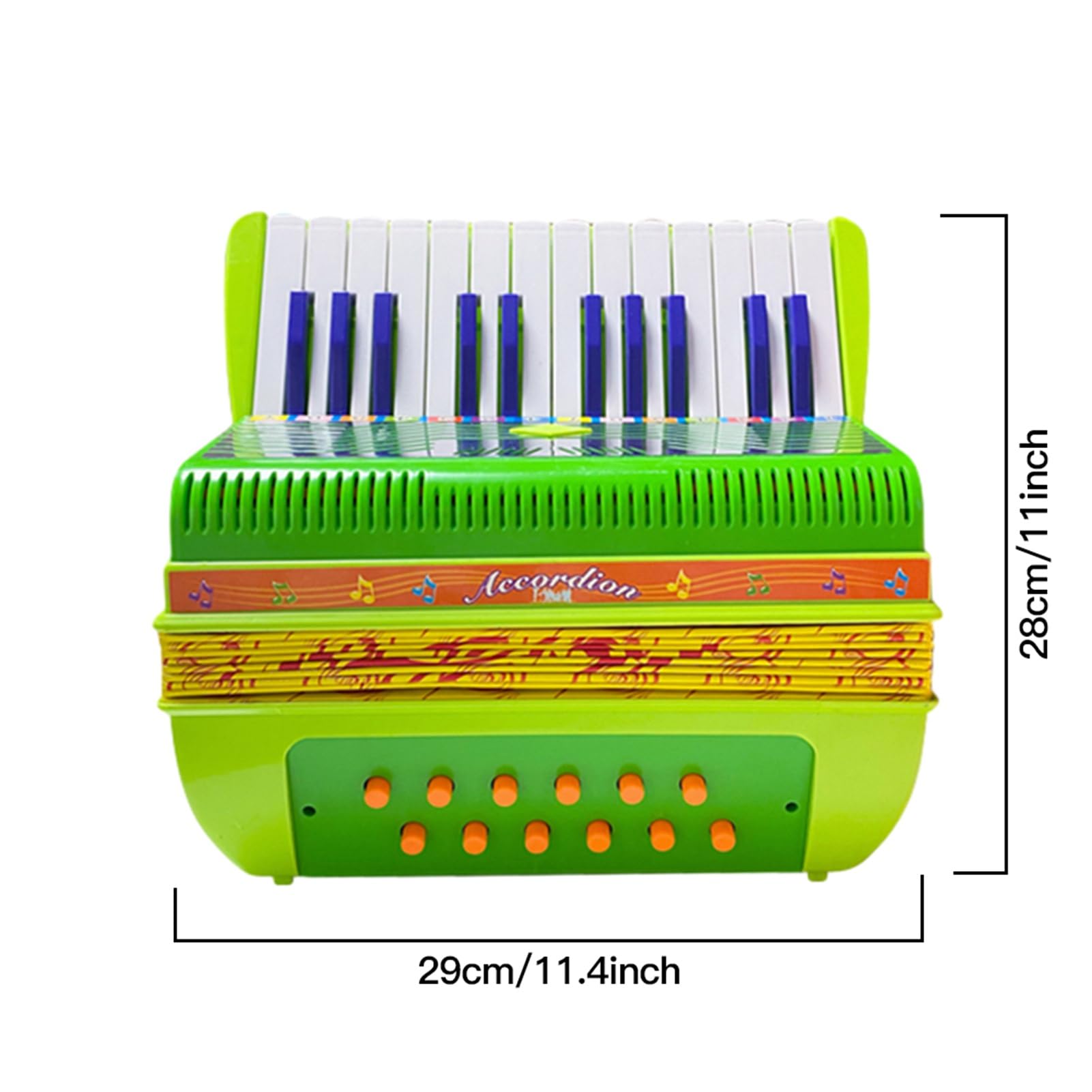 Acordeón de 24 Key 12-bass, Aprendizaje Fácil, Sonido Fantástico, Material Ecológico, Acordeón ABS para Principiantes, Rendimiento, Práctica, Incluye Correa (GREEN)