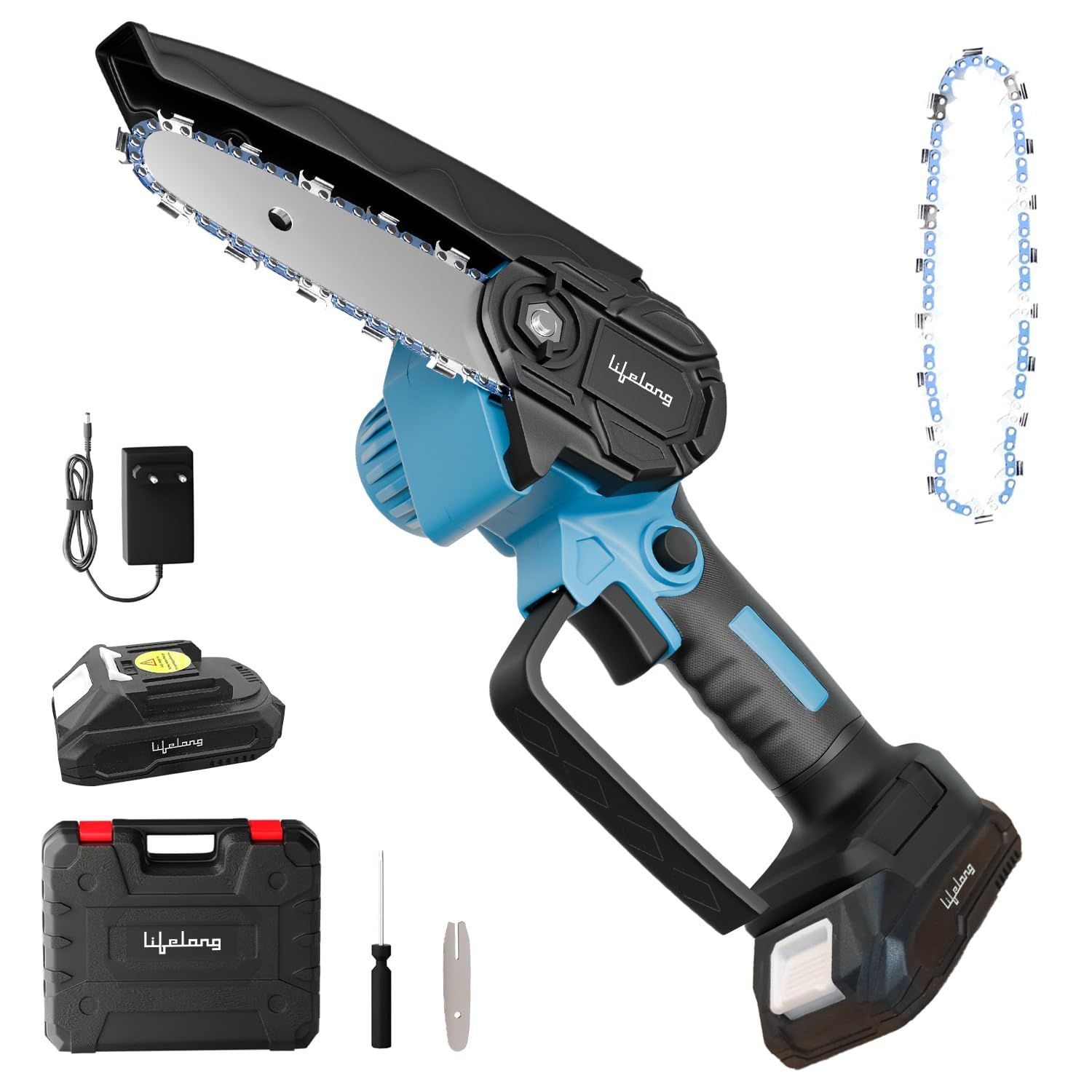 Lifelong Cordless Mini Chainsaw 4 inch for wood cutting| 21V Battery |One Hand Lightweight| Battery Powered | Wood Cutting | Tree Trimming | Chainsaw Machine-image-30