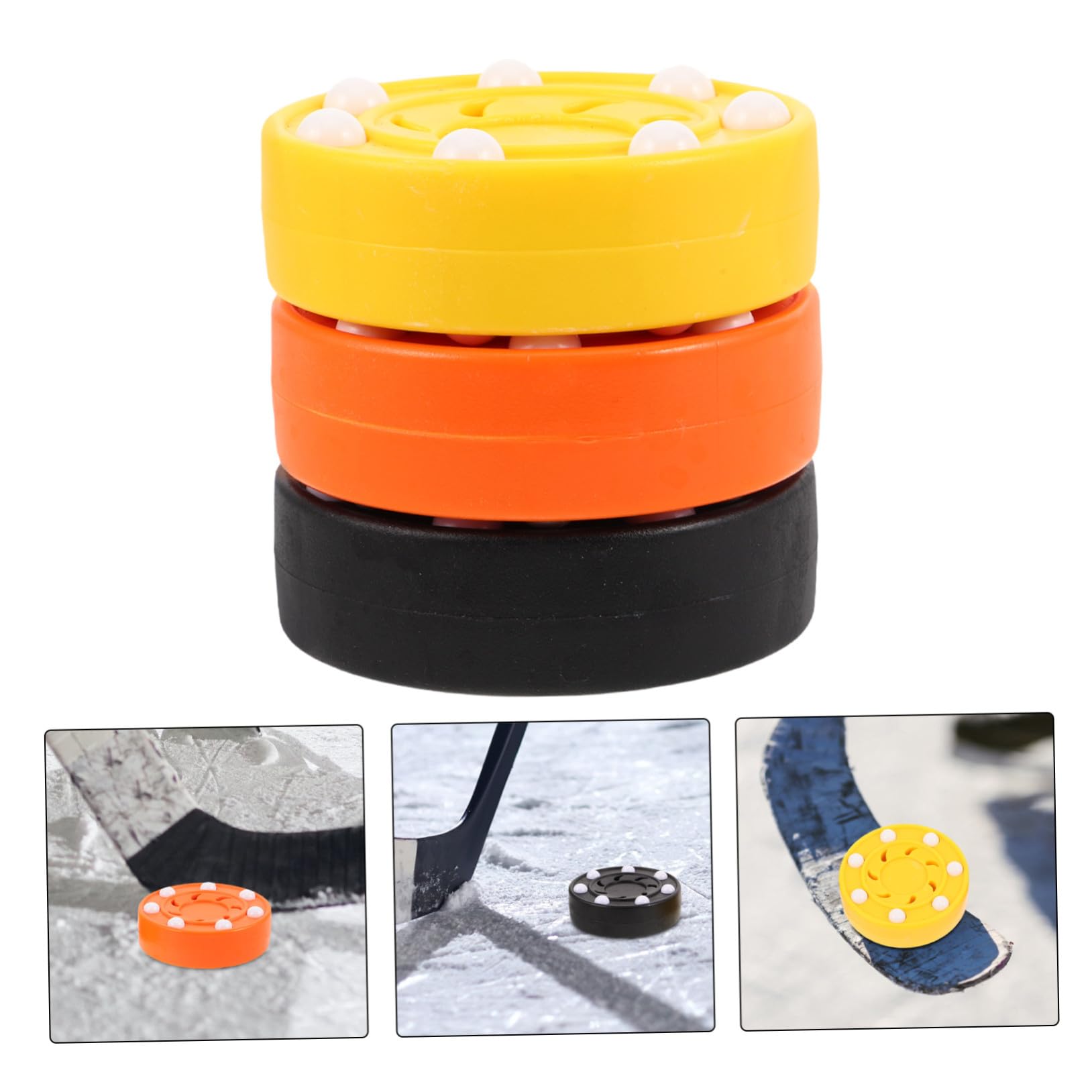 SUPVOX Dischi da Hockey su Pavimento 3 Pezzi in ABS con Peso Realistico per Allenamento Sportivo Indoor, Controllo Senza Sforzo, Adatti a Principianti e Ragazzo Ragazza