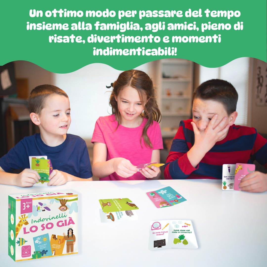 Gioco Educativo Indovinelli Lo So Già per Bambini dai 3 Anni in su Sviluppa Logica Linguaggio e Immaginazione 72 Domande Illustrate Divertente Gioco da Tavolo per Famiglie e Bambini