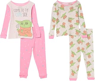 Girls' The Mandalorian 4-Piece Snug-fit Cotton Pajama Set