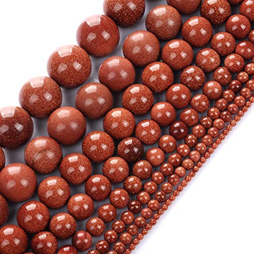 STAR LOONG 6mm Gold Sand Stone Round Loose Beads for Jewelry Making DIY